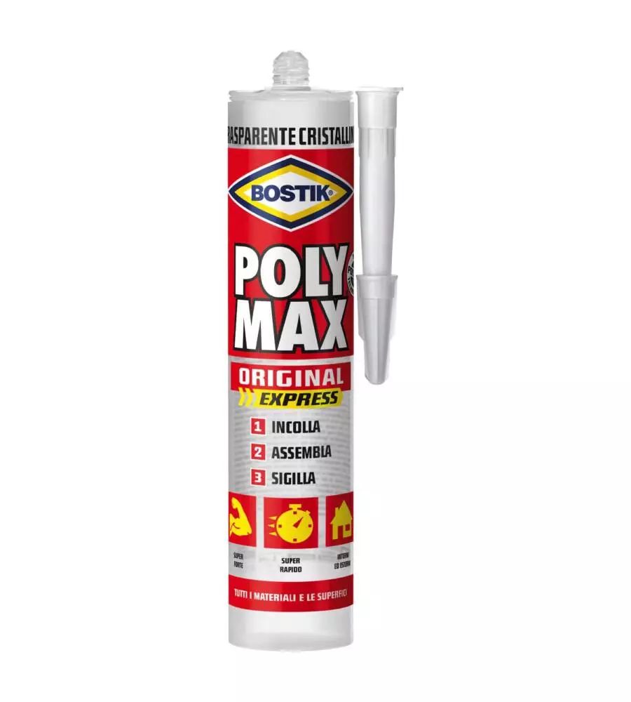 SIGILLANTE TRASPARENTE BOSTIK "POLY MAX CRISTAL EXPRESS"  3 IN 1  - 300 GR